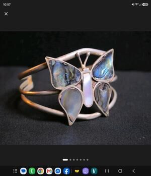 vintage mother of pearl vintage Mexican butterfly cuff .925